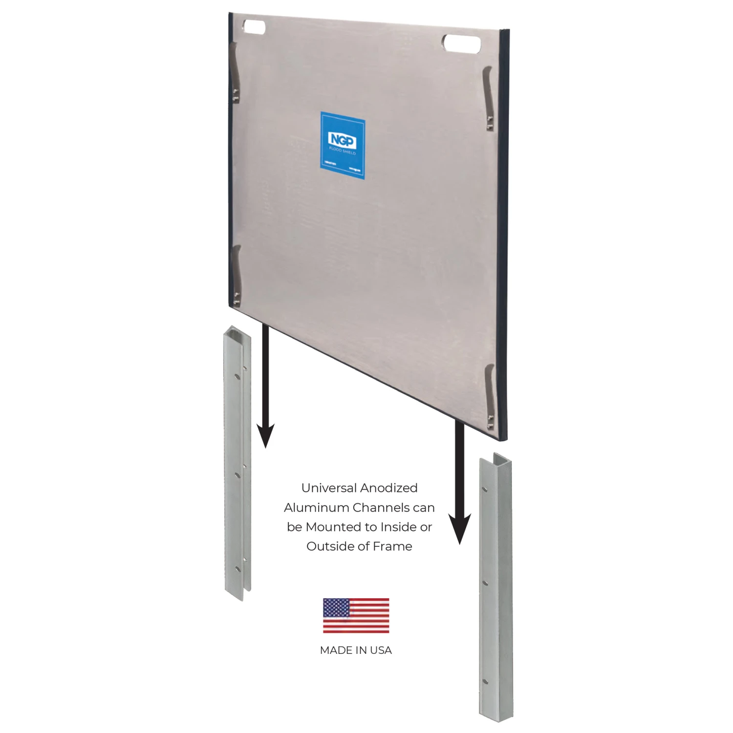 NGP 22" (559mm)H X 36" (914mm)W Door Flood Shield - EACH (Marine Grade Aluminum) 2 NGP 22" (559mm)H X 36" (914mm)W Door Flood Shield - EACH (Marine Grade Aluminum) - Image 2