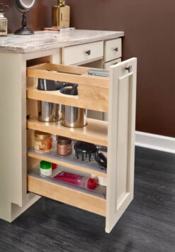 Rev-A-Shelf 9" Vanity Pull-Out Outlet & Grooming Organizer W/Soft-Close - (Maple) -Amerock Sales Shop ras 445 vbosc 8c beauty 2 big