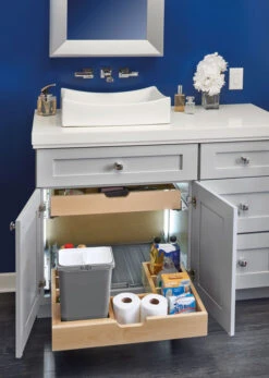 Rev-A-Shelf 30" Vanity U-Shaped Undersink Pull-Out, Bottom Mount - (Maple) -Amerock Sales Shop ras 486 30vsbsc bm 1 a big