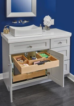 Rev-A-Shelf 30" Vanity U-Shaped Undersink Pull-Out, Side Mount - (Maple) -Amerock Sales Shop ras 486 30vsbsc sm 1 b big