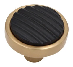 Salo Furrowed 1-1/2" (38mm) Round Cabinet Knob (Satin Brass/Matte Black)