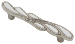 Salo Tear Drop 4" (102mm) Center-to-Center Cabinet Pull (Polished Nickel/White)