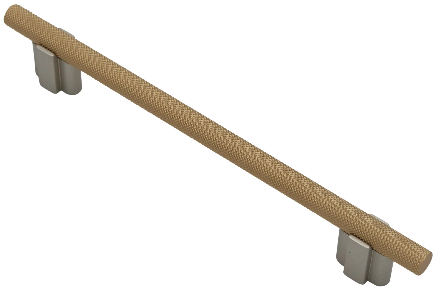Salo Visturo Knurled 6-5/16" (160mm) Center-to-Center Cabinet Pull - 8-1/4" (210mm) Overall Length - (Matte Nickel/Satin Brass) 1 Salo Visturo Knurled 6-5/16" (160mm) Center-to-Center Cabinet Pull - 8-1/4" (210mm) Overall Length - (Matte Nickel/Satin Brass)