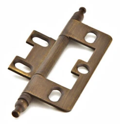 Schaub And Company Adjustable Solid Brass 2-1/2" (64mm) Flush/Full Inset Non Mortise Minaret Tip Hinge - EACH (Antique Light Brass)