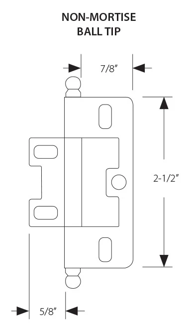 Schaub And Company Adjustable Solid Brass 2-1/2" (64mm) Flush/Full Inset Non Mortise Ball Tip Hinge - EACH (Matte Black) 2 Schaub And Company Adjustable Solid Brass 2-1/2" (64mm) Flush/Full Inset Non Mortise Ball Tip Hinge - EACH (Matte Black) - Image 2