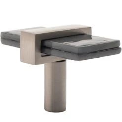 Sietto 2" (51mm) Slate Gray Glass Cabinet Knob (Satin Nickel)
