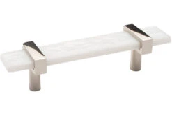 Sietto Adjustable 5-1/2" (140mm) White Glass Cabinet Pull (Polished Nickel)