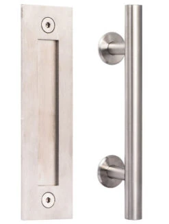 Sure-Loc Modern 12" (305mm) Barn Door Pull & Flush Handle - Back-to-Back Mounted Set (Satin Stainless Steel)