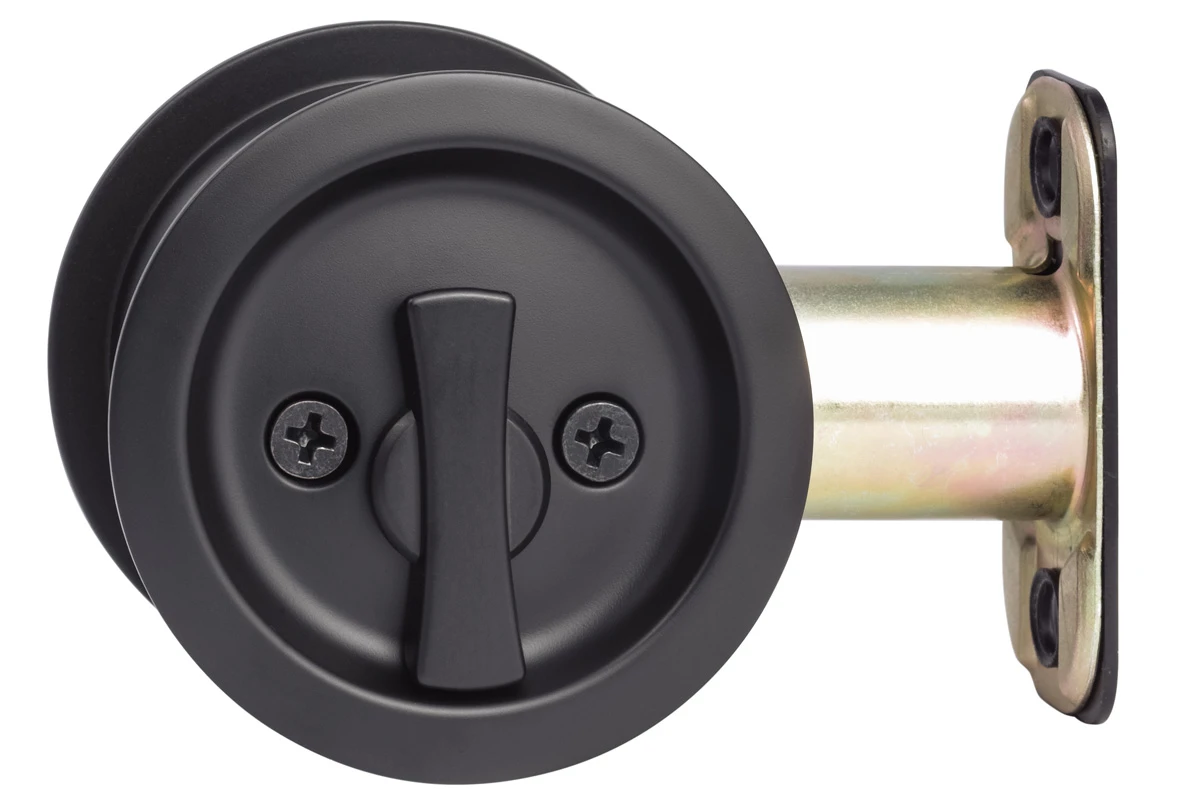 Sure-Loc Round Pocket Door Privacy Latch - EACH (Matte Black) 1 Sure-Loc Round Pocket Door Privacy Latch - EACH (Matte Black)