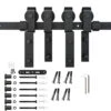 US Futaba 96" (2438mm) Flat Rail Bypass Sliding Barn Door Track Set - 220lb. (Matte Black)