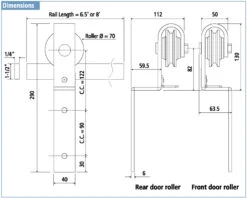 US Futaba 96" (2438mm) Flat Rail Bypass Sliding Barn Door Track Set - 220lb. (Matte Black) -Amerock Sales Shop usf 77214 51 04x spec big